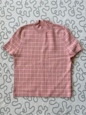 Anthropologie Maeve Rose Grid Mock-Neck Sweater Top